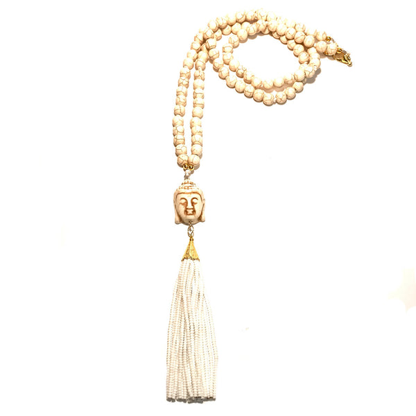 BUDDHA Tassel Necklace in White