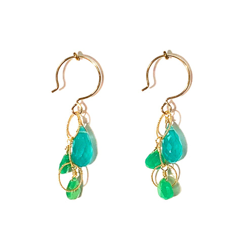 One of a Kind: Chrysoprase & Chalcedony Earrings