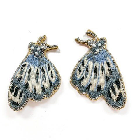 Silver Gray Butterfly Stud Earrings