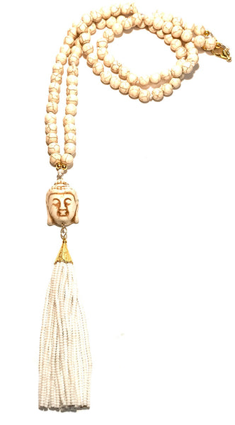 BUDDHA Tassel Necklace in White