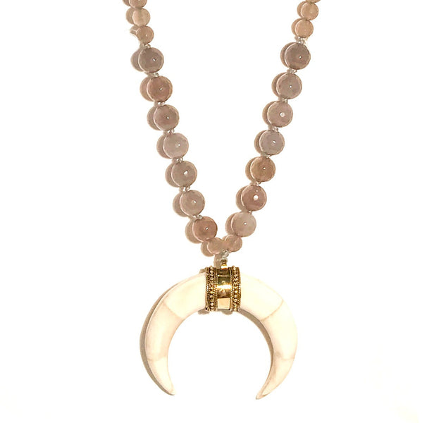 Double Horn Necklace in Gray Agate