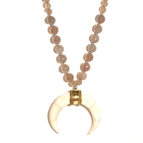Double Horn Necklace in Gray Agate