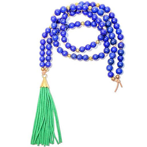 OLIVIA Tassel Necklace in Royal Blue & Green