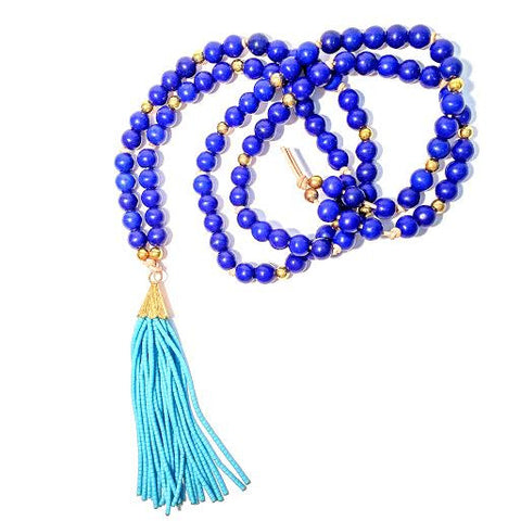OLIVIA Tassel Necklace in Royal Blue & Turquoise