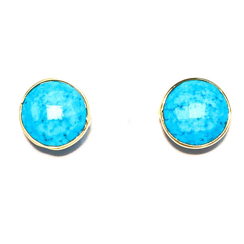 Gumdrop Gemstone Stud Earrings, Turquoise