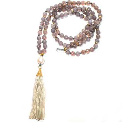 MADISON Necklace - Single Pearl on Gray Agate