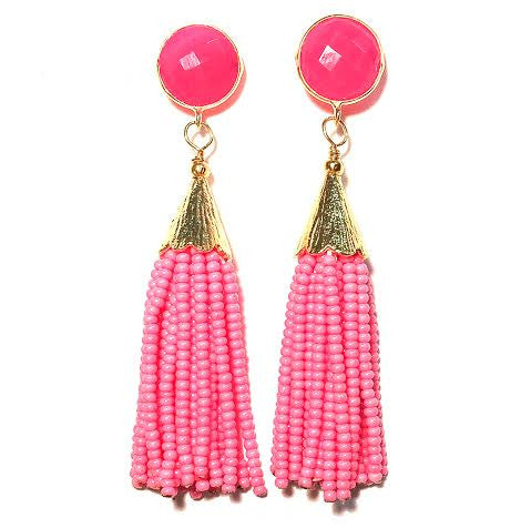 Cha Cha Cha Tassel Earrings, Hot Pink!