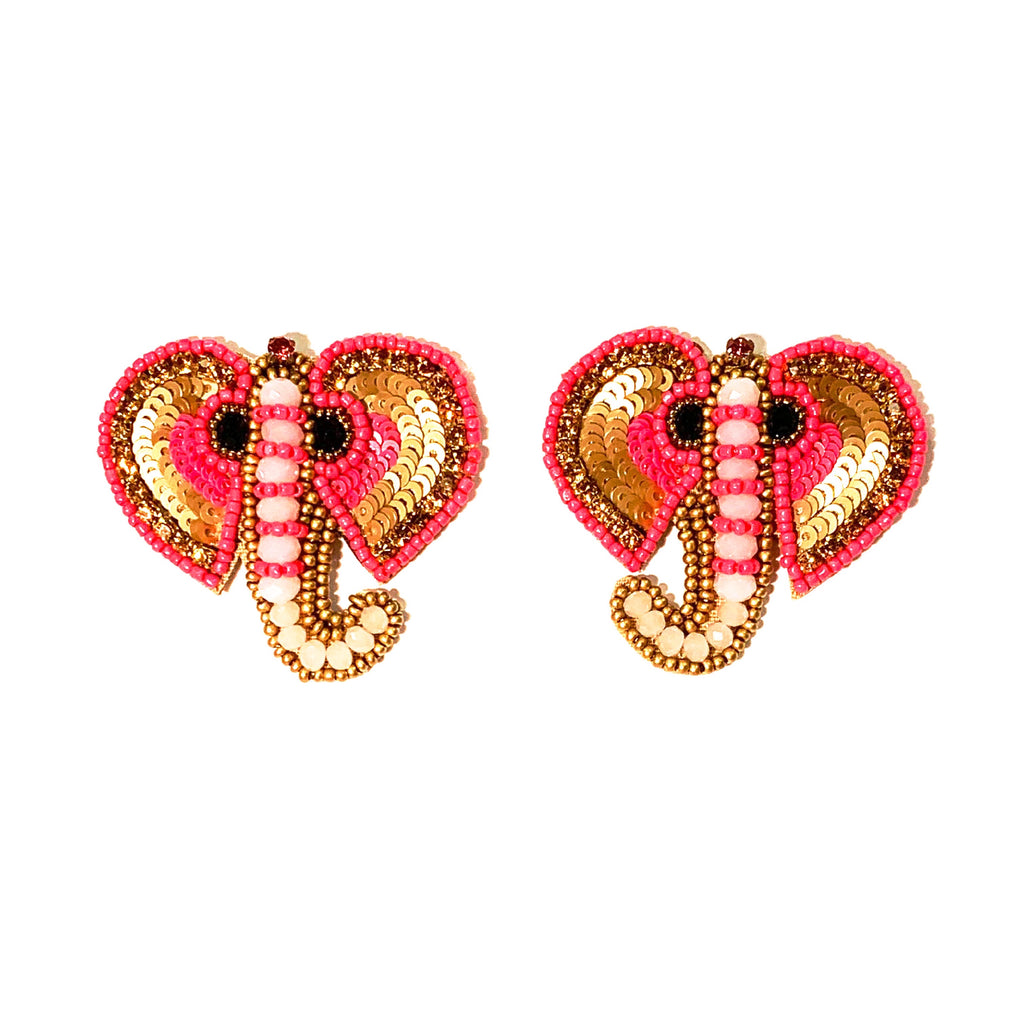 Elephant Earrings in Pink