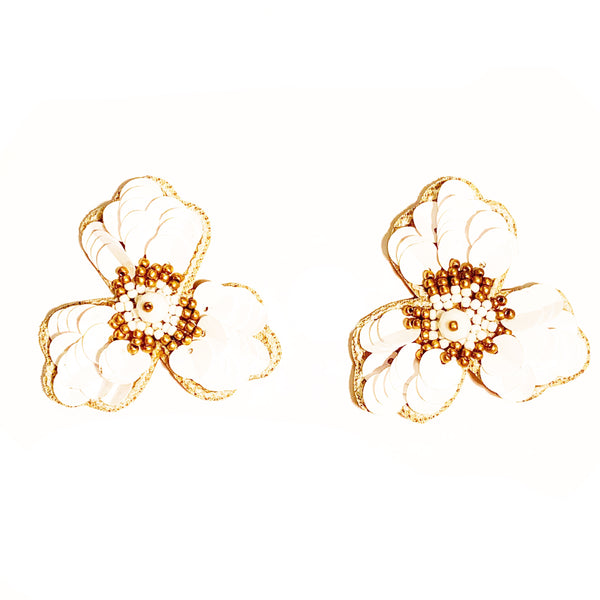 Embroidered Flower Large Studs