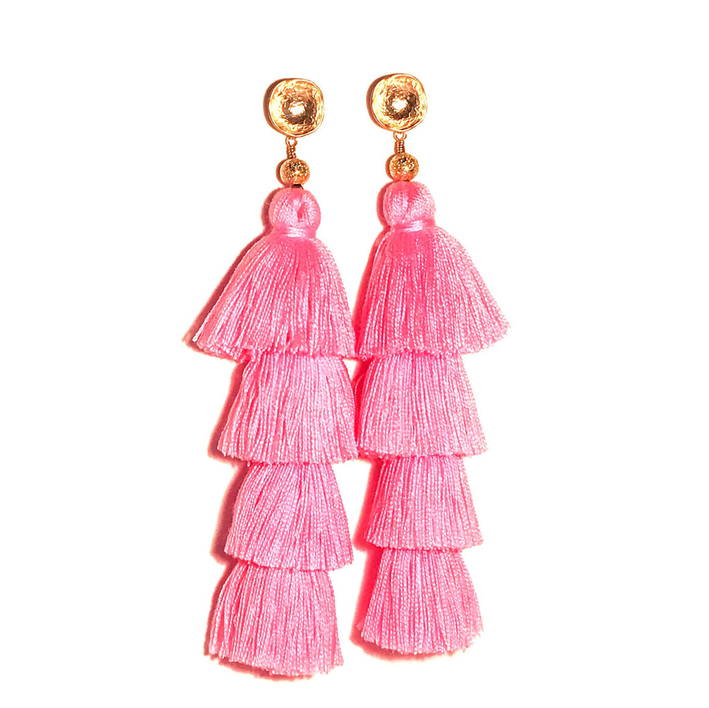 HE 750 Lillian Tassels in Pink (4 Tassel Earrings)