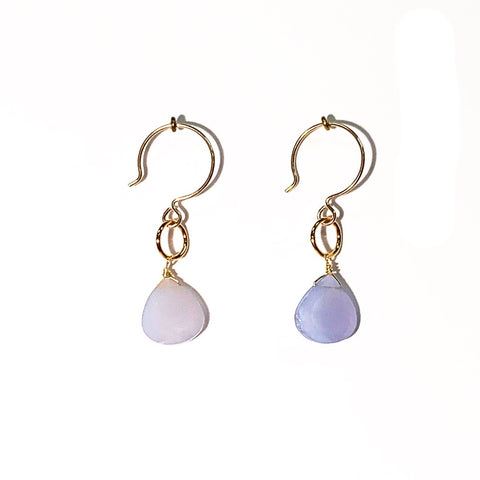 Lavender Chalcedony Single Stone Drop Earrings