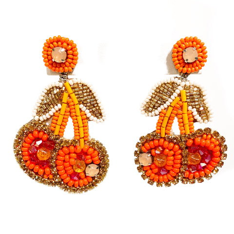 Cherry Earrings in Orange