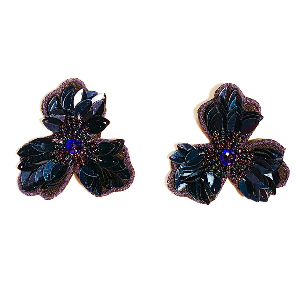 Embroidered Flower Large Studs