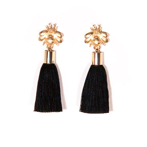 SugarBuzz Queen Bee Tassel Earrings - Black