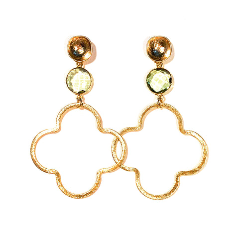 Meredith Gemstone Quatrefoil Earrings - More Colors Available