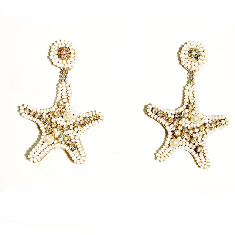 Starfish Earrings in White