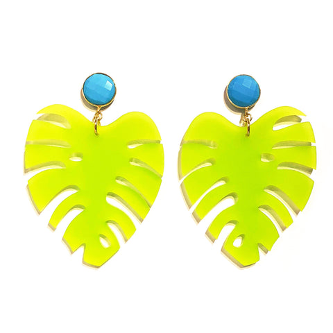 The Leaf - Gemstone in Turquoise & Frosty Lime
