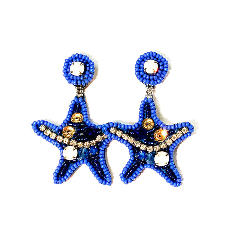 Starfish Earrings in Blue