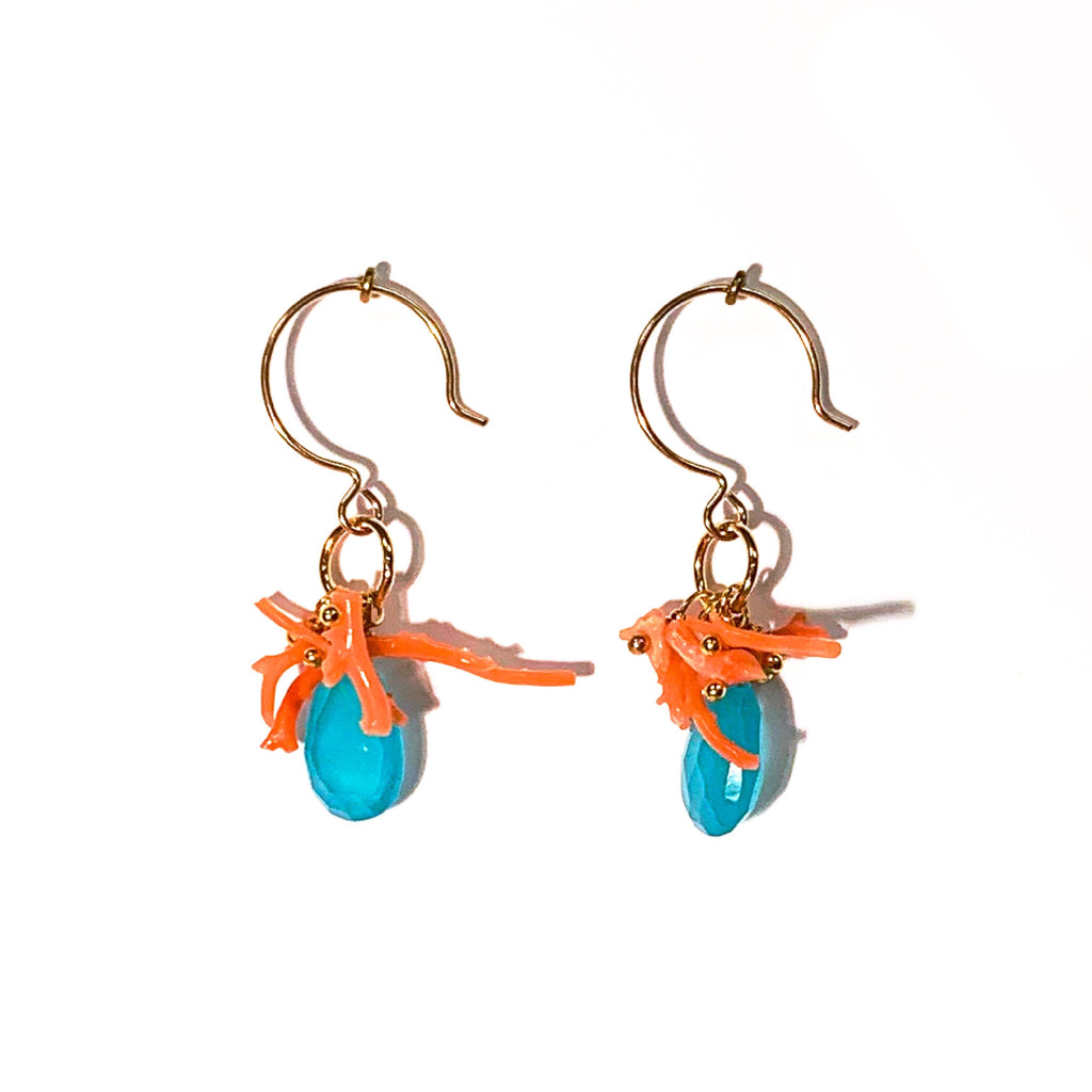 One of a Kind: Chalcedony & Coral Earrings