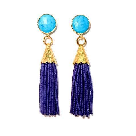 Cha Cha Cha Tassel Earrings, Turquoise & Navy Blue